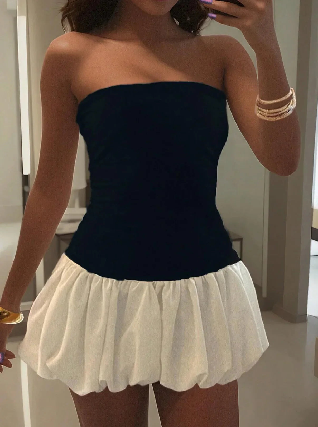 Coralie | Bubble Hem Mini Dress