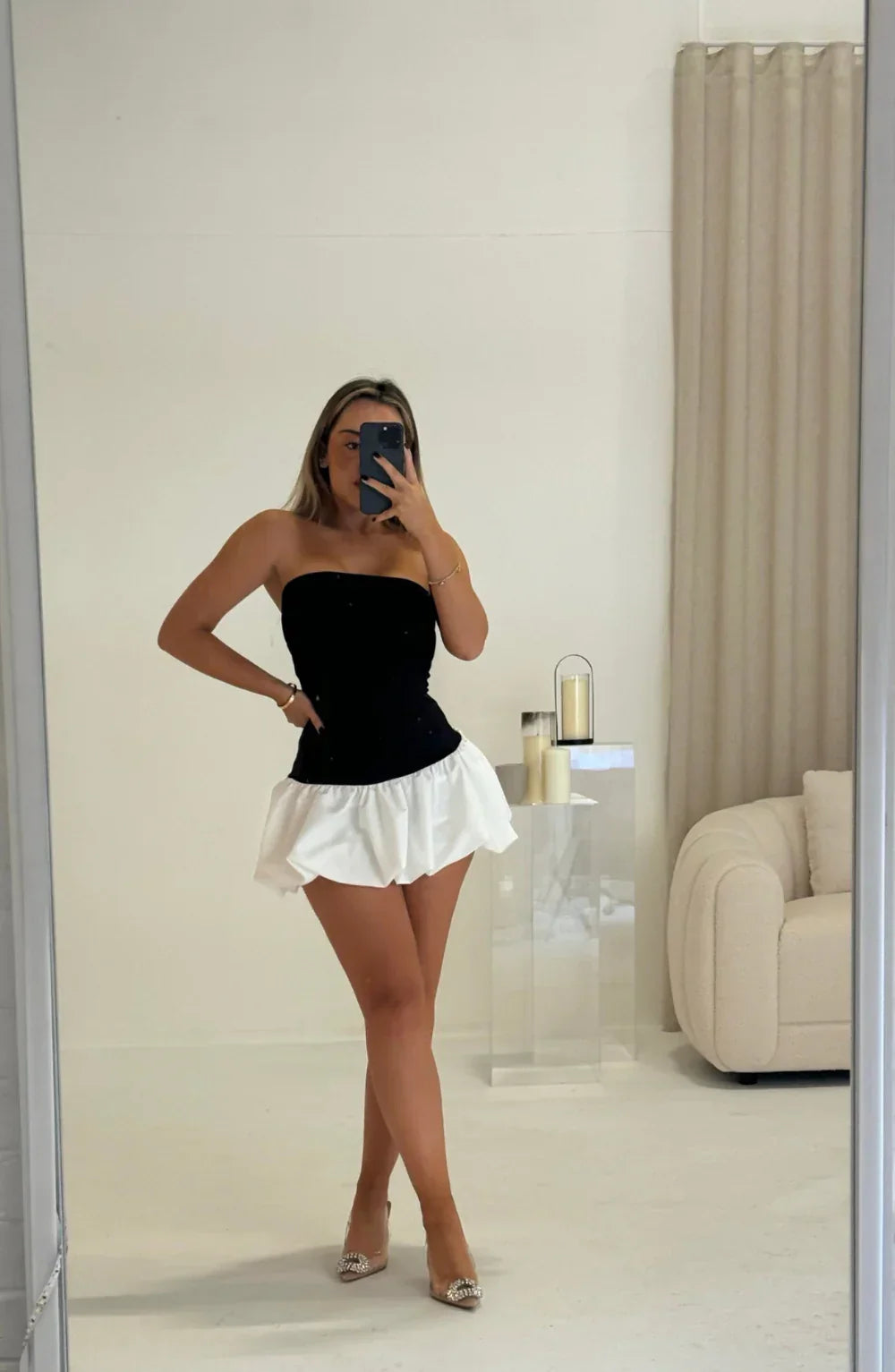 Coralie | Bubble Hem Mini Dress