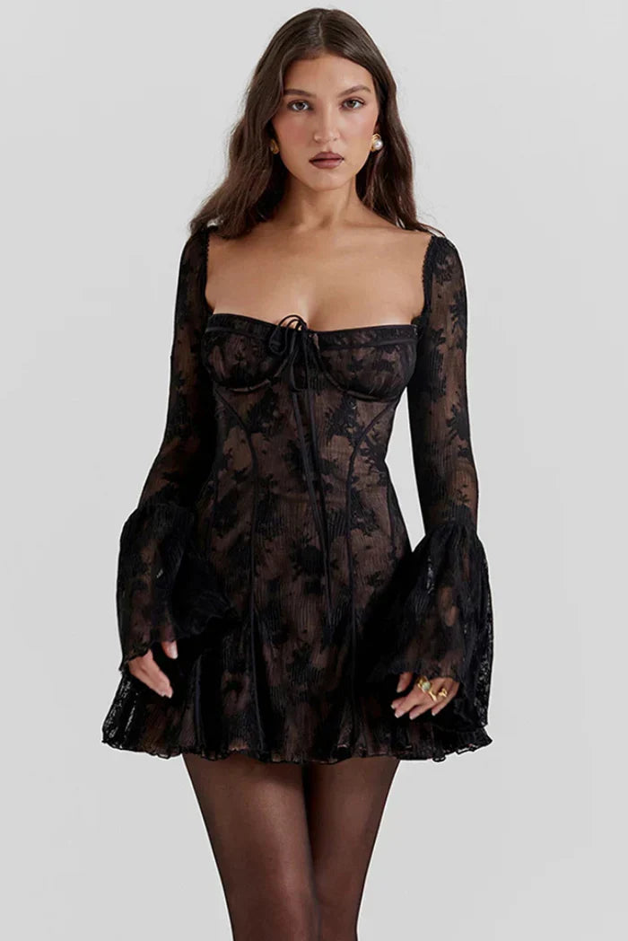 Aveline | Long Sleeved Lace Mini Dress