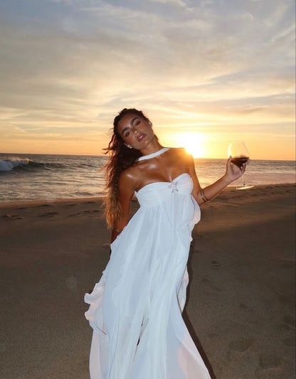 Collins | Ruffle Strapless Maxi Dress