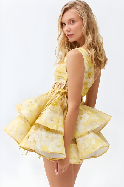 Liora | Floral One Shoulder Mini Dress