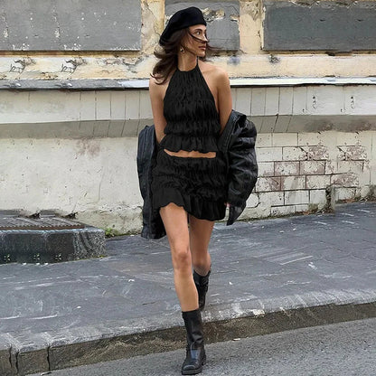 Liora | Pleated Backless Set