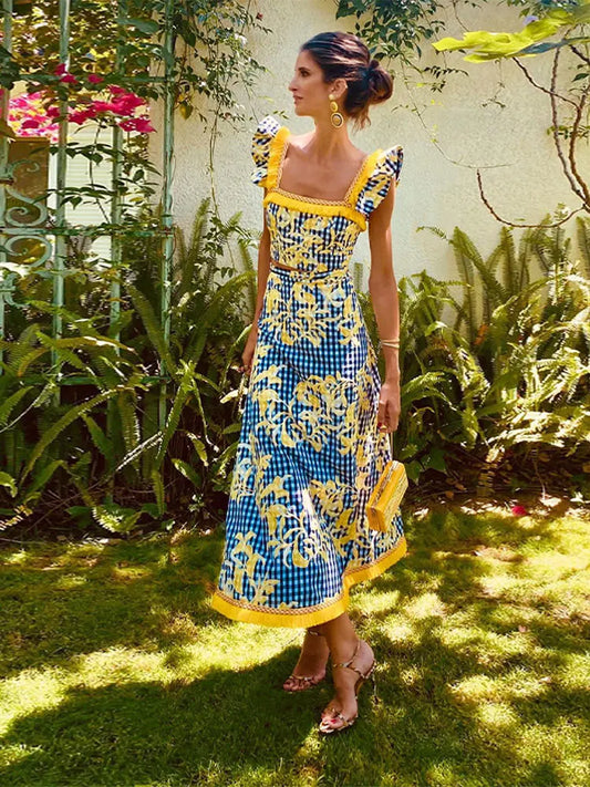 Tatiana Floral Gingham Two-Piece Set