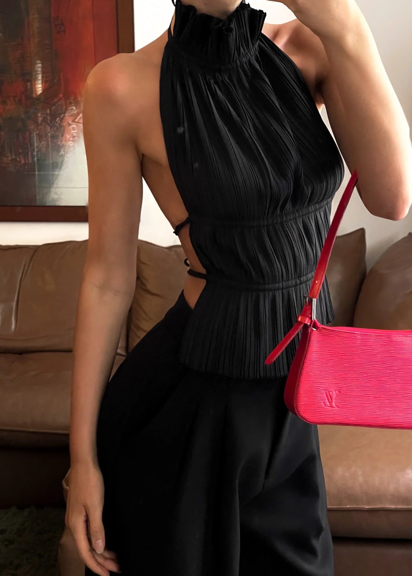 Camila | Open-Back Pleated Top