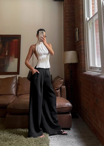 Camila | Open-Back Pleated Top