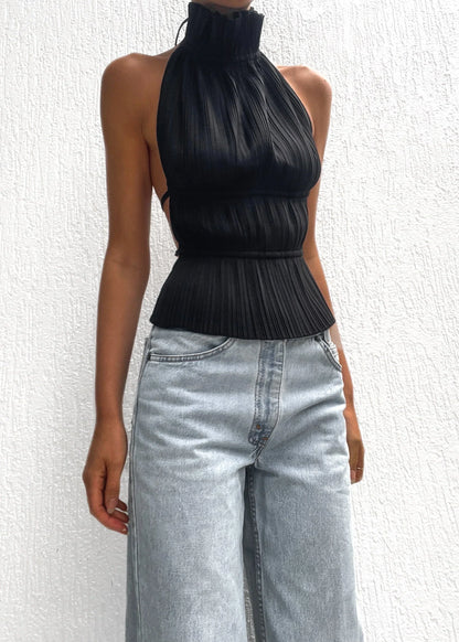 Camila | Open-Back Pleated Top