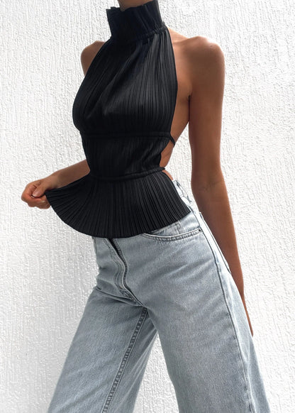 Camila | Open-Back Pleated Top