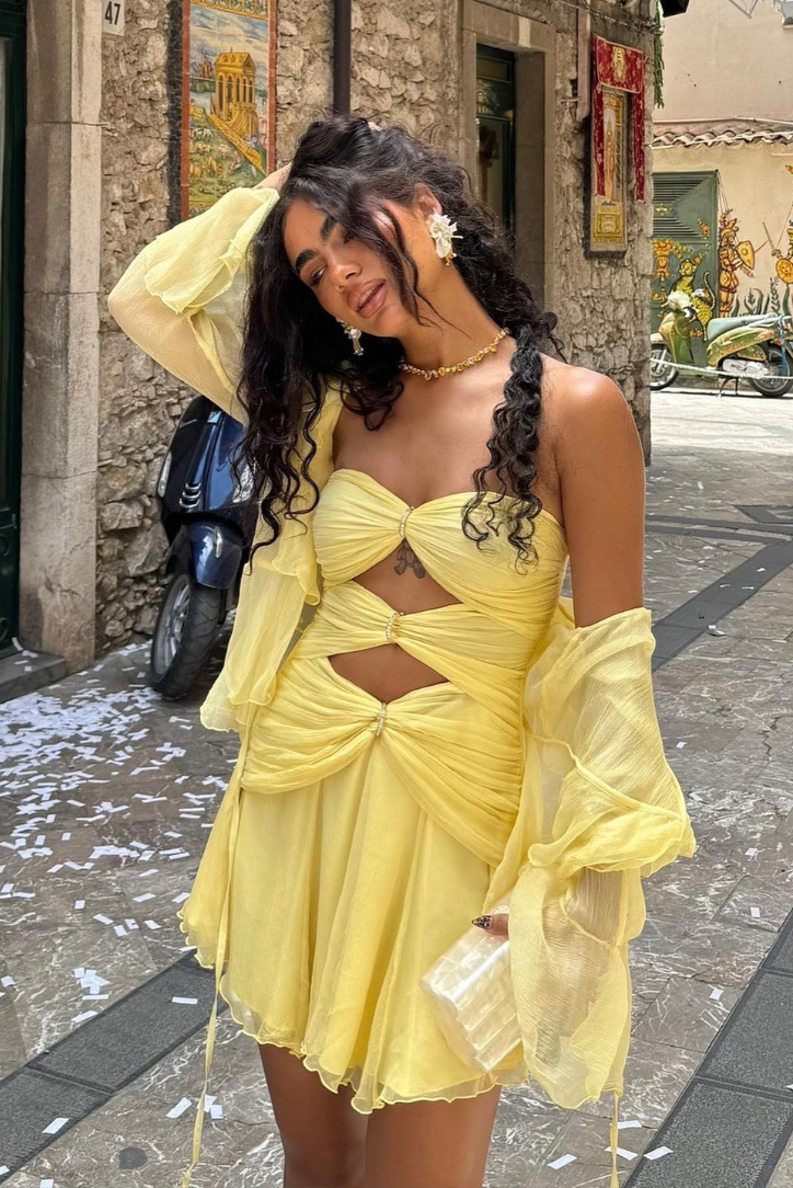 Elara | Golden Rings Mini Dress