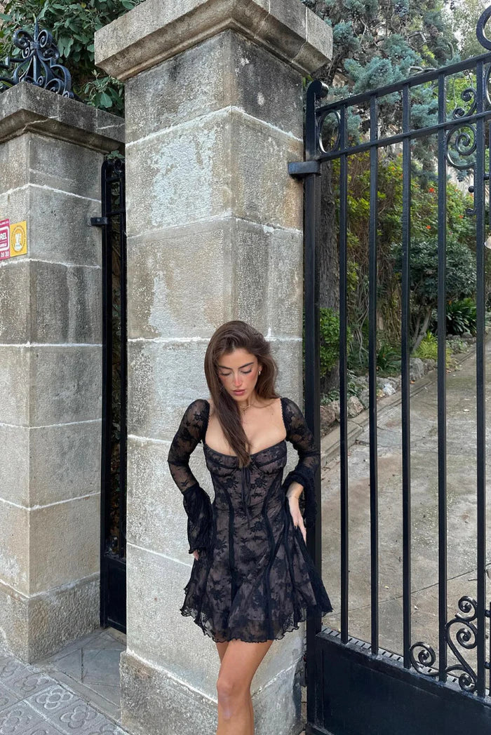 Aveline | Long Sleeved Lace Mini Dress