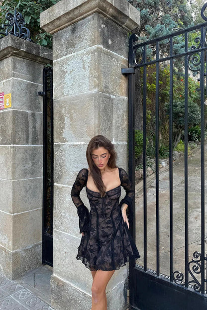 Aveline | Long Sleeved Lace Mini Dress