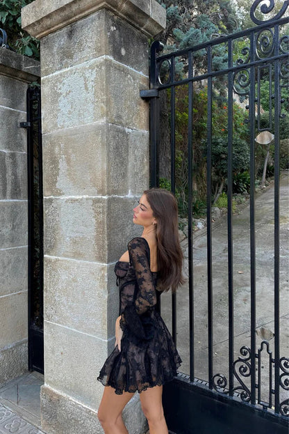 Aveline | Long Sleeved Lace Mini Dress