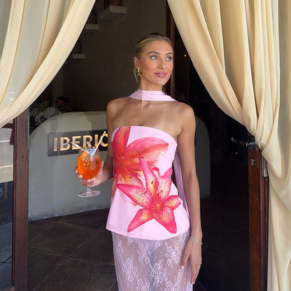 Sabrina | Floral Top With Scarf