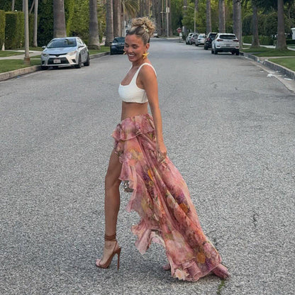 Ivy | Floral Ruffled Skirt