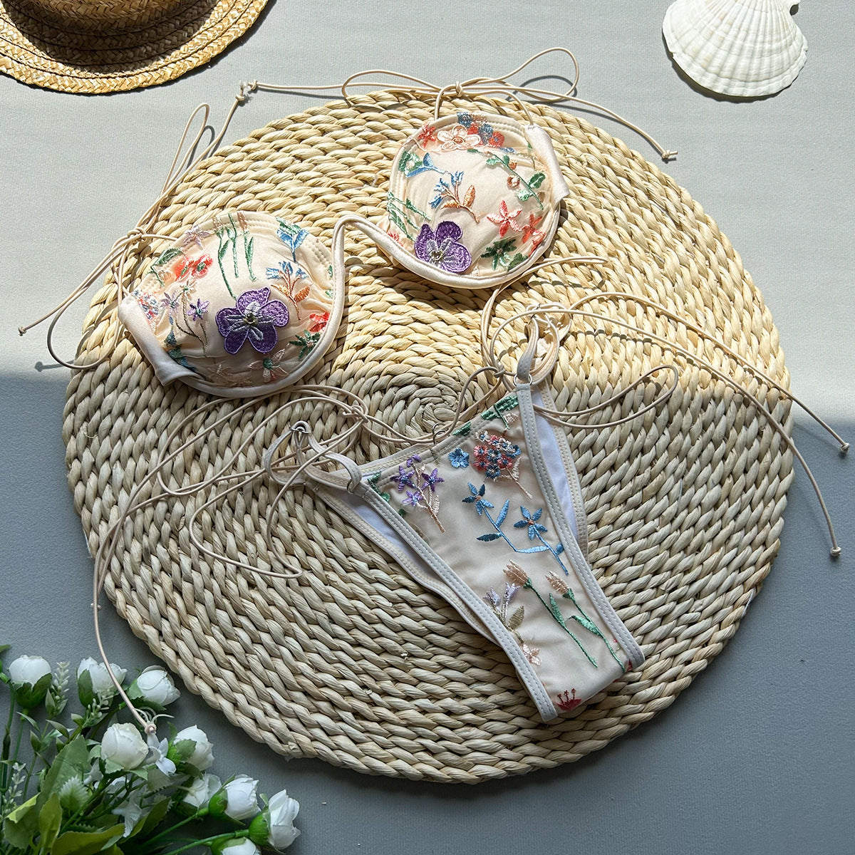 Serena | Embroidered Split Swimsuit