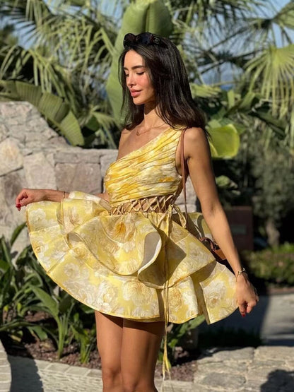 Liora | Floral One Shoulder Mini Dress