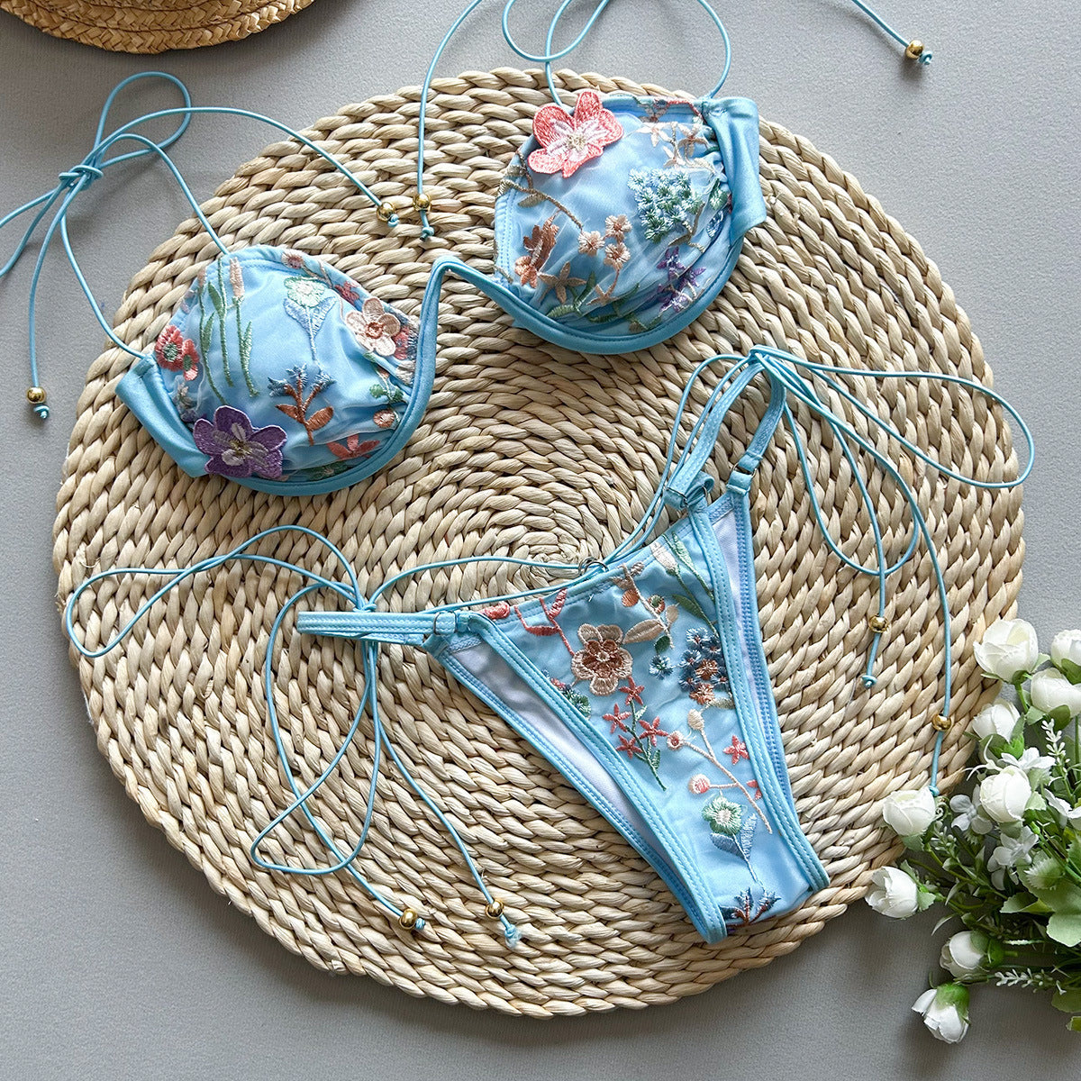 Serena | Embroidered Split Swimsuit