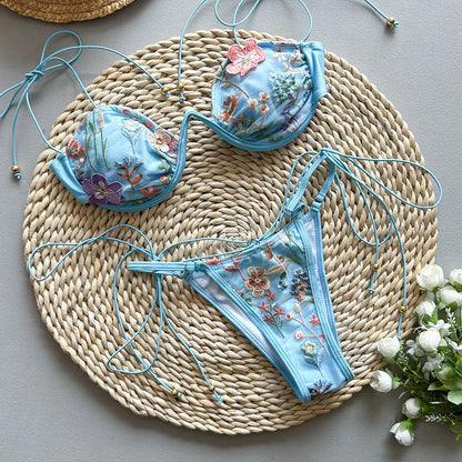 Serena | Embroidered Split Swimsuit