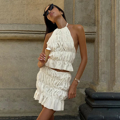 Liora | Pleated Backless Set